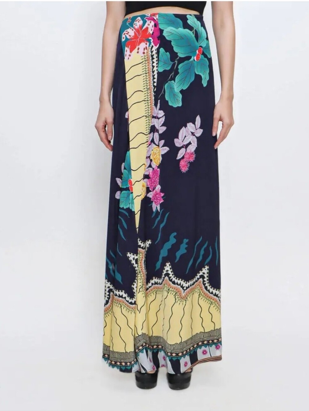 ETRO Italy Floral Border Print Maxi Skirt | Viscose Boho Resortwear IT 44 US 8 - Picture 3 of 13